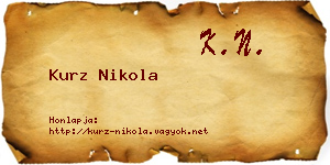 Kurz Nikola névjegykártya